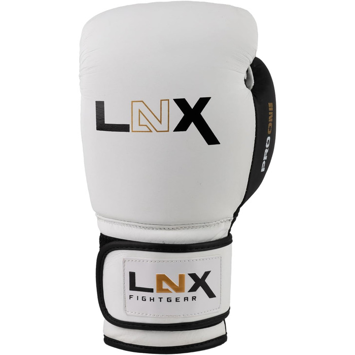 Боксерські рукавички LNX Pro-One зі шкіри для спарингів і тренувань, 12 унцій, чорні матові/чорно-білі, для чоловіків і жінок