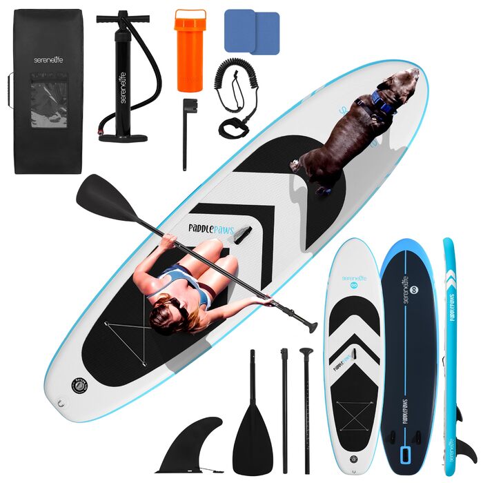 Надувний SUP-борд SereneLife 350x89 см для дорослих та з домашніми тваринами, комплект для сплаву на озері, річці та для сім'ї