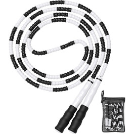 Стрибкове канат Leeboom: регульована довжина, без перекручування, сегментований, з м'якими кульками, для дітей, чоловіків та жінок, для схуднення, 2.5 м, чорний