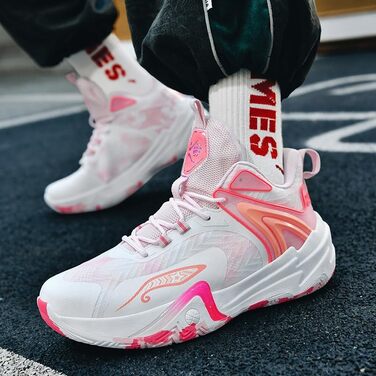 Жіночі баскетбольні кросівки, модні хай-топ спортивні снікерси, легкі волейбольні кросівки для ходьби, бігу, занять спортом на відкритому повітрі, рожеві, 41 EU