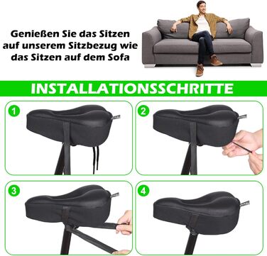 Покриття для сідла велосипеда Zacro Gel Überzug, чорний, 28x19 см. Захист від вологи, комфорт для чоловіків, жінок та дітей.