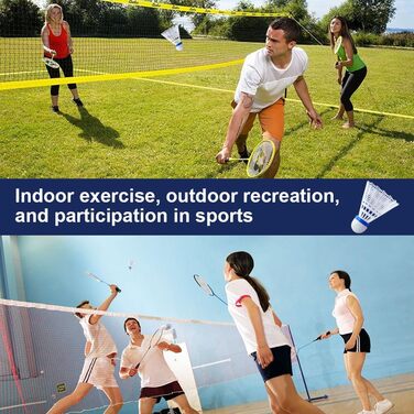 Набір для бадмінтона Flintronic, 6 нейлонових воланів, висока стабільність та довговічність, для тренувань в приміщенні та на вулиці, білий (6 шт.)