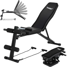 Тренажер для дому 4-в-1: лавка для жиму з регульованою спинкою та фіксатором для ніг, до 150 кг