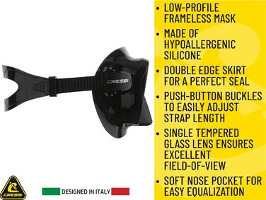Маска для снорклінгу та дайвінгу Cressi F1, унісекс, без рамки, бірюзова