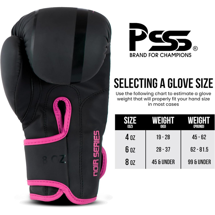 Дитячі боксерські рукавички PSS Black Series зі шкіри, 4oz 6oz 8oz, для хлопців і дівчат 3-14 років, для боксу, муай-тай, кікбоксингу, чорні, червоні, зелені, рожеві, фіолетові