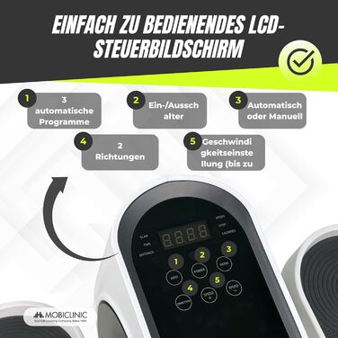 Еліптичний тренажер Mobiclinic Mini Elektro: LED-дисплей, 10 рівнів, пульт, для дому та офісу