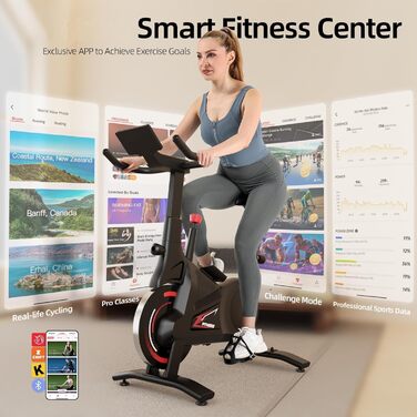Велотренажер Bluearth Heimtrainer з магнітним опором та додатком Smart App, тихий спінінг-байк для дому, максимальна вага 150 кг, чорний