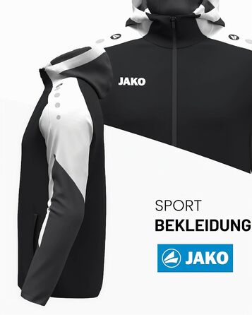 Чоловіча спортивна куртка з капюшоном JAKO Dynamic, розмір 4XL, чорна/біла/антрацит