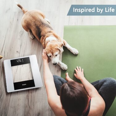 Розумні електронні ваги Vitafit з визначенням BMI та Bluetooth, смарт-ваги для контролю ваги та складу тіла з додатком, протиковзна платформа, чорний