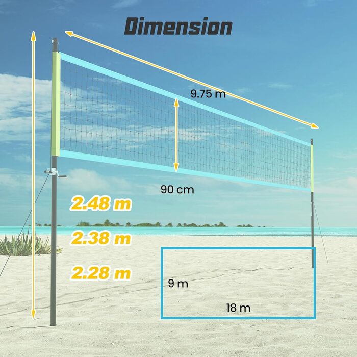 Волейбольна сітка для басейну LIFEZEAL: портативна, регульована висота, антиковзаюча поверхня, з насосом та сумкою (блакитна)