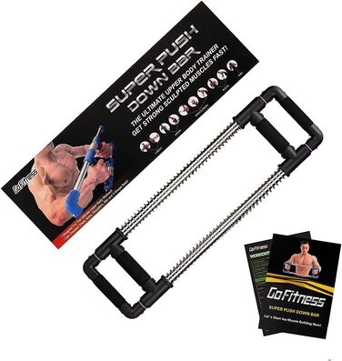 GoFitness Силовий тренажер Push Down Bar для грудних м’язів, рук, плечей, спини та преса, 50 кг, для дому, чорний — екпандер для чоловіків