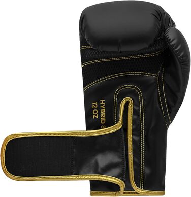 Боксерські рукавички adidas Hybrid 80, 6 унцій, чорні/золоті, для боксу, кікбоксингу, ММА, тренувань, чоловіків і жінок
