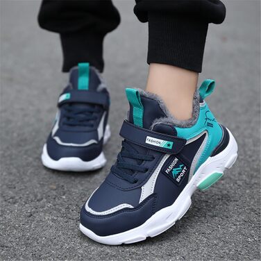 Дитячі плюшеві черевики Kinder: водонепроникні шкіряні кросівки для школи, спорту, занять у залі, відпочинку. Розміри 28-39 EU, блакитні