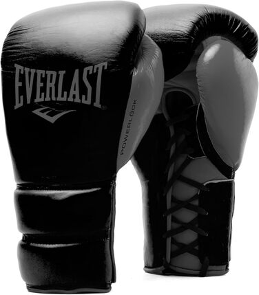 Боксерські рукавички Everlast Powerlock 2 Pro: для спарингу, тренувань з мішком та захисту зап'ястя. 5-шаровий шар, шнурівка, оригінальна Everlast Gear, білий (чорний), 12oz