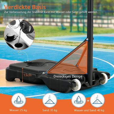 Баскетбольний кошик GOPLUS для дітей та підлітків, регульована висота 90-210см, портативний стійкий баскетбольний стенд з колесами та щитом 76x50см (Червоний)