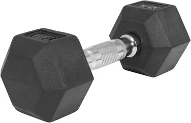 Гантелі шестигранні GORILLA SPORTS 42,5 кг, гумовані, гантелі для фітнесу і силових тренувань, з рифленою хромованою ручкою, чорні, нековзкі, чавун