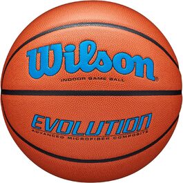 Баскетбольний м'яч Wilson Evolution Game Ball, розмір 6, для дітей 6–12 років, для залу, для спортпідлог з ПВХ або лінолеуму, помаранчевий