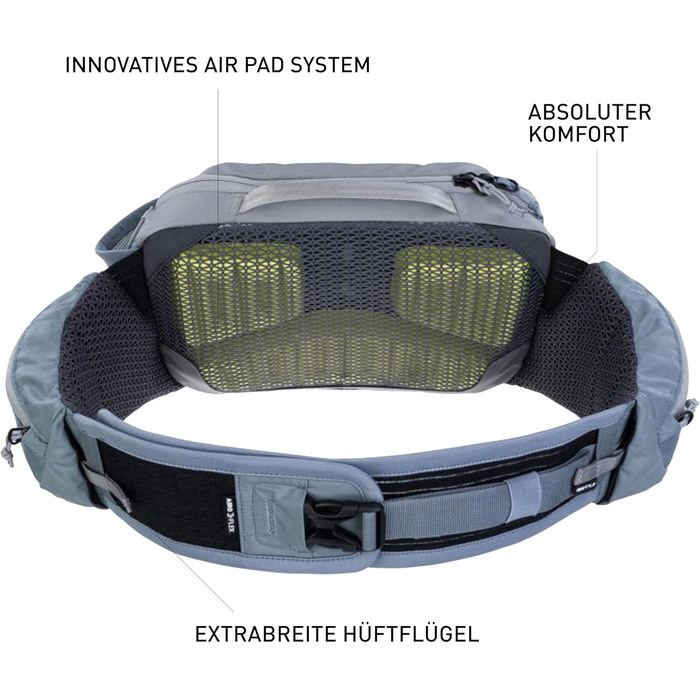 Поясна сумка EVOC HIP PACK PRO 3л з питною системою 1,5л, система вентиляції, регульований пояс, колір Stone-Steel