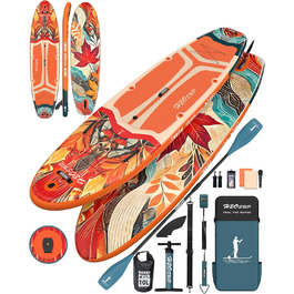 Надувний SUP-борд H2OSUP Stand Up Paddling Board - широка дошка для паділбордингу з преміум аксесуарами, стабільна для будь-якого рівня підготовки (Помаранчевий)
