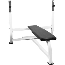 Лавка для жиму GORILLA SPORTS з тримачем для гантелей, 143x110x103 см, до 250 кг, біла — тренувальна фітнес-лавка для дому та спортзалу