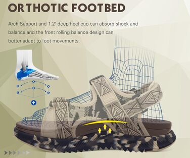 Чоловічі сандалі Oncaі Wandersandalen Trekking Ortho – зручні ортопедичні сандалі для відпочинку та спорту, розмір 44.5 EU, колір бежево-коричневий камуфляж