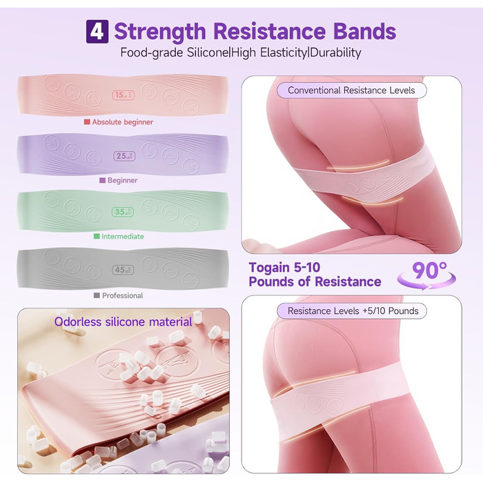 Комплект для пілатесу: кільце, стрічки опору (15-45 lbs), фітнес-м'яч, для дому, сили, гнучкості, стабільності та підтяжки