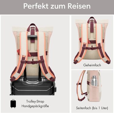 Рюкзак LARKSON Rolltop для жінок і чоловіків з відділенням для ноутбука, універсальний для навчання, роботи та велосипеда, великий водовідштовхувальний туристичний рюкзак