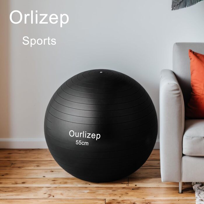 Гімнастичний м'яч Ourlizep 55/65 см з насосом для фітнесу, йоги, офісу та вагітних