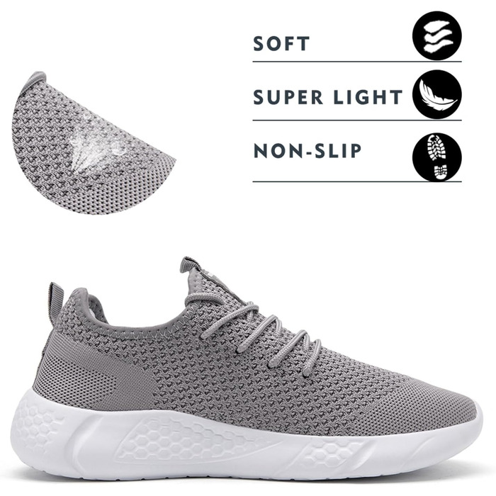 Чоловічі кросівки для бігу та занять спортом, повсякденне носіння, легкі, дихаючі (48 EU, світло-сірий)