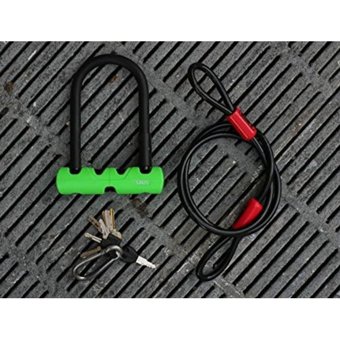 Замок велосипедний ABUS Ultra 410 + SH34-Halterung + Cobra 10/120 - надійний захист вашого велосипеда, рівень безпеки 8, чорний/зелений, 18 см