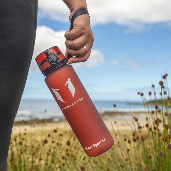 Фляга для води Super Sparrow - Tritan, 350/500/750/1000 мл, без BPA - спортивна, для фітнесу, велосипеда, університету, подорожей, легка, екологічна (1000 мл, світло-жовта)