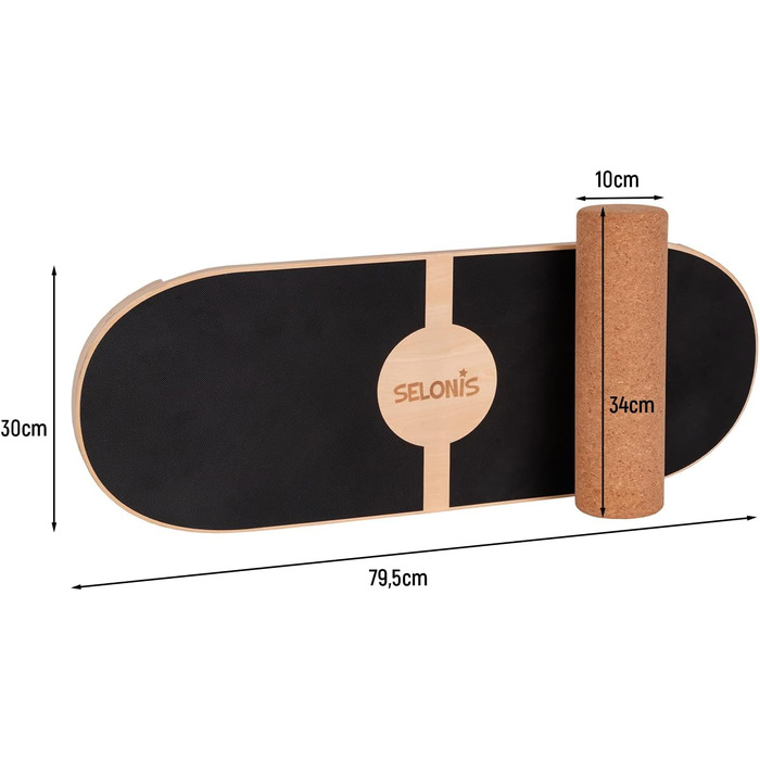 Балансборд дерев'яний для дорослих та дітей: тренування координації, фізіотерапія, серфінг, скейтборд, фітнес, кросфіт, йога. З матом та без. 80x30 см. Натуральне дерево