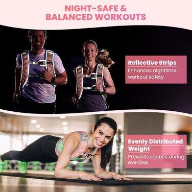 Вага для тренувань FraGraim, 6-16 кг з кишенею для телефону та світловідбиваючими смугами, для жінок та чоловіків. Ідеально для ходьби, силових тренувань, бігу, кардіо