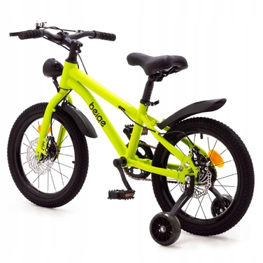 Дитячий велосипед Rowerek 14 дюймів, зелений, з дисковими гальмами та підтримувальними колесами