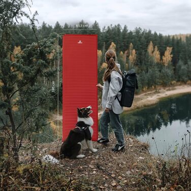 Outdoorer Trek Bed 3: Саморозгортальний килимок для кемпінгу та трекінгу, 5 см, червоний