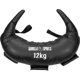Болгарський мішок GORILLA SPORTS з екошкіри, 5-22,5 кг, 5 ручок, чорний — для кросфіту, фітнесу та силових тренувань
