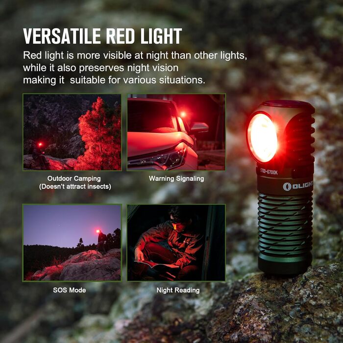 OLIGHT Perun 2 Mini LED налобний ліхтар 1100 люмен, 150 метрів, USB-зарядка, червоне світло, 5 режимів, водонепроникний, для кемпінгу та надзвичайних ситуацій, холодний білий (зелений, холодний білий)