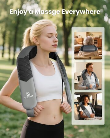 Масажер для шиї та плечей Comfier Shiatsu з підігрівом. Електричний масажний валик для глибокого розслаблення м'язів шиї, плечей та спини. Для дому та офісу.