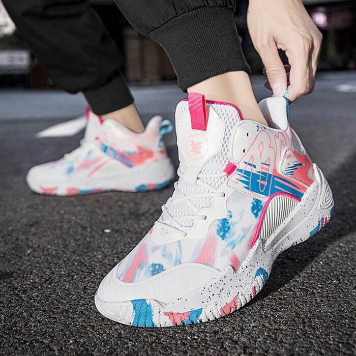 Кросівки для баскетболу та прогулянок, унісекс, легкі, з антиковзаючою підошвою (білий, рожевий, 41 EU, вузька колодка)