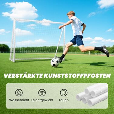Футбол ворота SPORTNOW для молоді та дорослих, стійкі до погодних умов, з сіткою та кілочками для кріплення, для саду, парку, пляжу 240x90x180 см