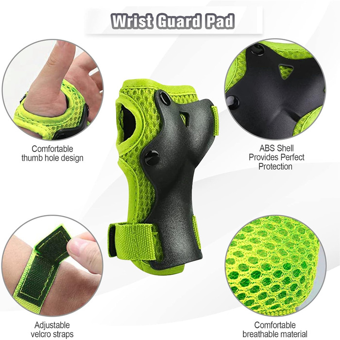 Набір захисту для дітей: наколінники, налокітники, рукавички. Підходить для роликів, скейта, скейтборда. Колір: зелений