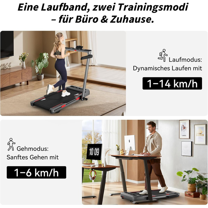 Біговий тренажер JASPORT H з нахилом 12°, 2-в-1 Walking Pad до 14 км/год, двигун 3.0HP, 18 програм, сенсорний та пульт дистанційного керування, Dual LED, складний 157 мм, Bluetooth App Zwift/Kinomap, для дому та офісу (GL3H)