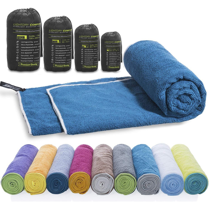 LightDry® Original Мікрофіброве спортивне рушник - туристичне рушник для рюкзака, спортивне та фітнес рушник для плавання. Швидковисихаюче, антибактеріальне рушник 200 x 100 см Petrol