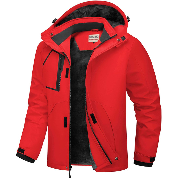 Чоловіча водонепроникна лижна куртка WUFU, тепла зимова модель, захист від вітру та снігу, червона (Getaway Solids)