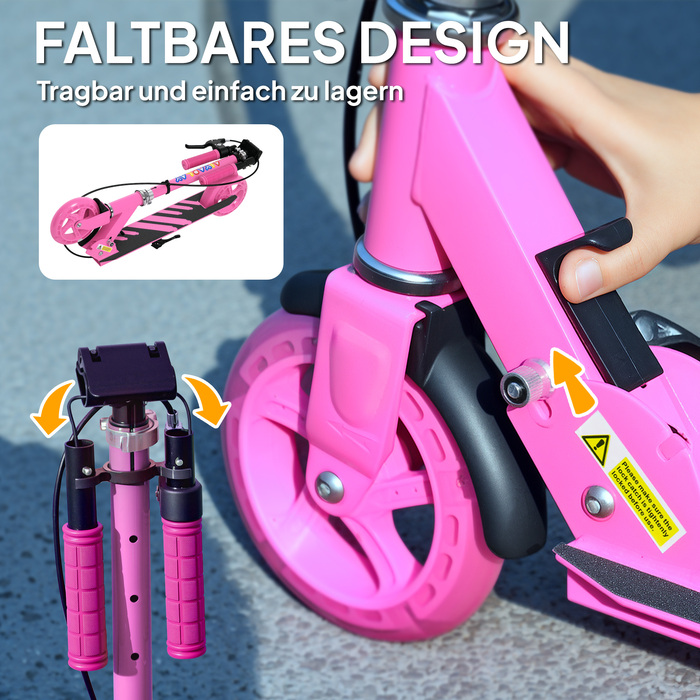 AIYAPLAY Scooter Дитячий складаний дитячий самокат з регульованою висотою керма, 2 колесами, що світяться, ручним гальмом і заднім гальмом Самокат Самокат для 3-8 років Діти рожеві | Аосом