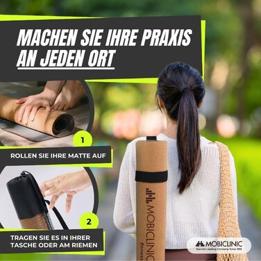 Йога мат Mobiclinic® з натуральної корку, 183x61 см, антиковзка, з мішком, екологічна, 4 мм, дизайн Мандала, для йоги, пілатесу, фітнесу