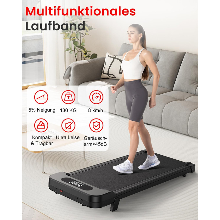 Бігова доріжка Walking Pad для дому HomeFitnessCode: електричний біговий килимок з нахилом, 1-8 км/год, чорний