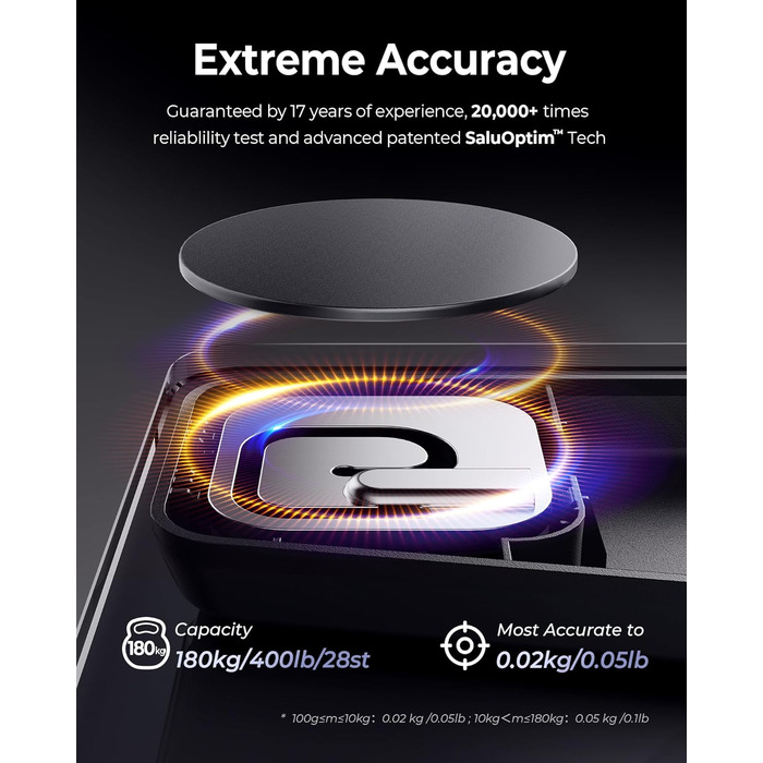 Ваги Ovutek для людей, цифрові ваги з аналізом складу тіла, 180 кг, дисплей, BMI, жир, м'язи, вода, 14 показників, фітнес-додаток, чорний