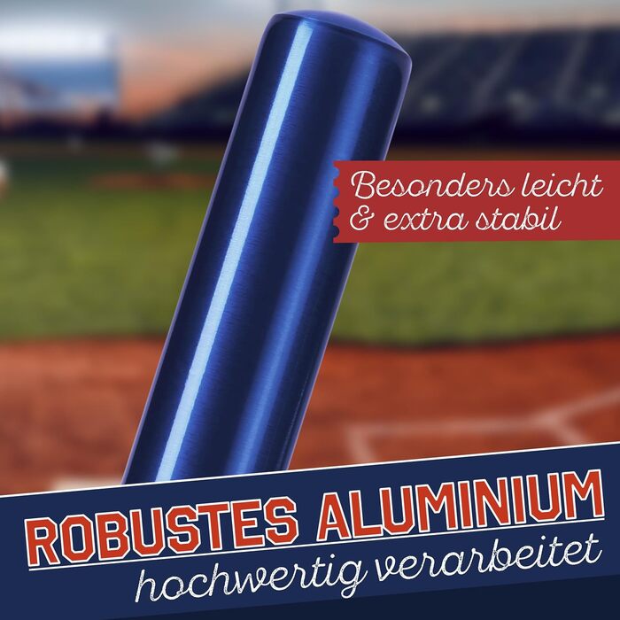 Бейсбольна бита: дерев'яна або алюмінієва, міцна, з неслизькою ручкою, 81 см, блакитна (алюмінієва)