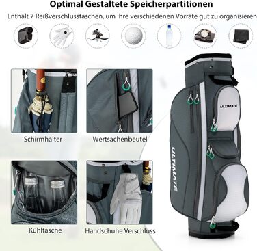 Сумка для гольфу FANTASK 14 відділень, сіра (25 x 17 x 91 см)